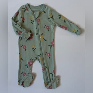 Kyte BABY Floral Zippered Bamboo Footie 0-3M EUC